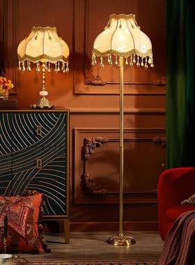 古法式别墅全铜QKT台灯卧床头美式欧式田室园复客书房奢华调光送