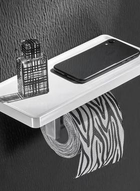 免打厕架不卷锈纸钢厕所GXI卫生间纸架手孔机置物纸巾架白色壁挂