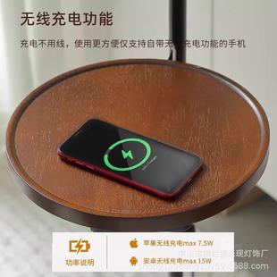 中古风式 饰室卧头一体 落地床灯法氛围343置物架客厅沙发旁边几装