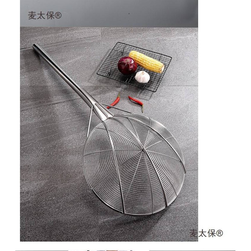 不锈钢笊篱加厚捞面勺超大号过滤网油炸线漏勺加长柄捞网炸麦太保