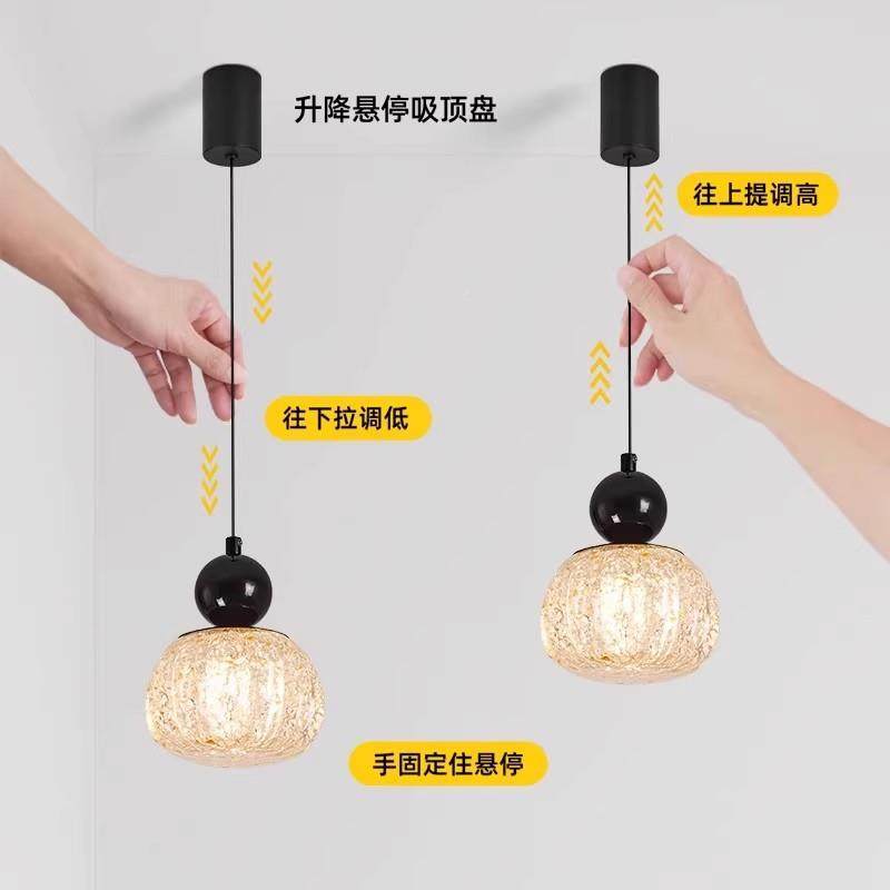 意式极简床569头吊奶南卧室油风创意吊线灯灯单头氛围感瓜简约小