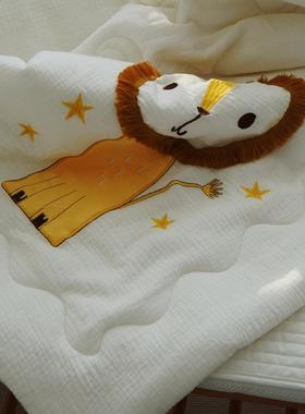 童宝宝四季被纯棉皱皱布婴儿夏被刺绣工LC21628艺新生儿小儿凉被