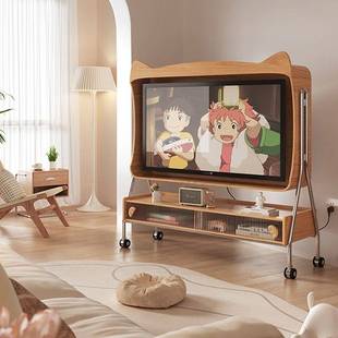 实木新款可移动电视支架柜现代简约客厅卧室落地高脚视听柜带轮