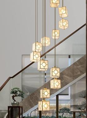 850客新中式铜全楼梯灯复式别墅l灯oft公寓厅跃层轻奢中空旋转长