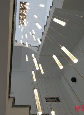 别墅楼梯灯中空楼梯间旋转DL-25SXS水晶梯灯现代吊超长复式楼灯吊