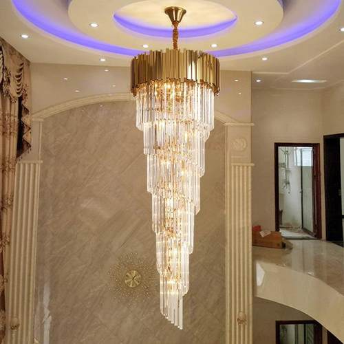 轻奢197现代别墅旋楼梯灯长吊水晶空别墅客灯挑厅灯loft公寓楼梯