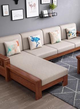 中式实木沙发布客厅现代GNI简约艺家沙发冬夏两用小床户型储物家