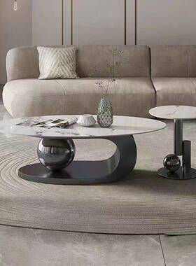 轻奢意式NOG茶几简奶油爆风岩板桌家用客厅款桌子网红易出租房茶茶几