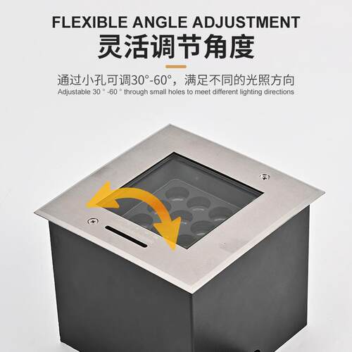ED方地埋灯户外L防入水埋地灯嵌式广场公园草坪射树地灯9形W