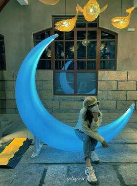 发光月亮灯外休景区闲庭院民宿户饰灯网红QBR躺装椅太阳能超大月