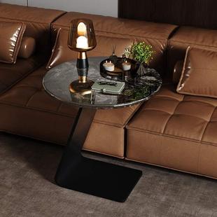 意师式 几轻奢设计微晶石角几048现形代大理石 极简圆奢石沙发边款