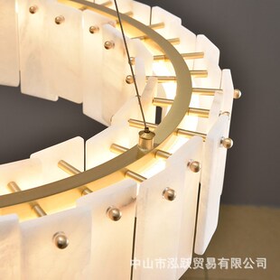 后现代轻奢客厅吊灯西班牙天然云石吊灯全铜卧室灯别墅展厅吊灯