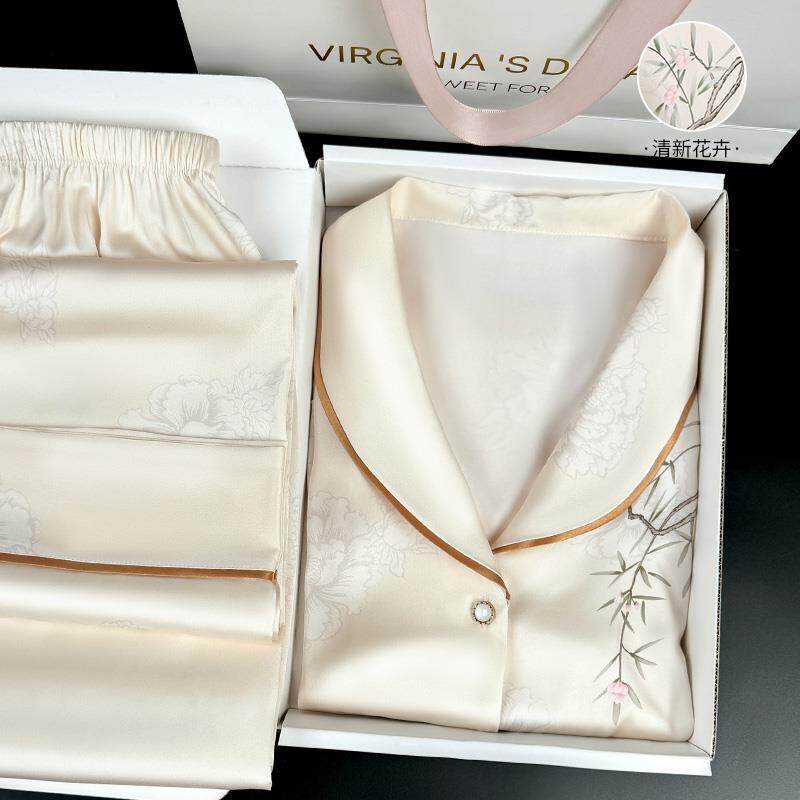 母亲节送妈妈礼物实用丝绸睡衣长袖送长辈婆婆丈母娘生日礼品盒装