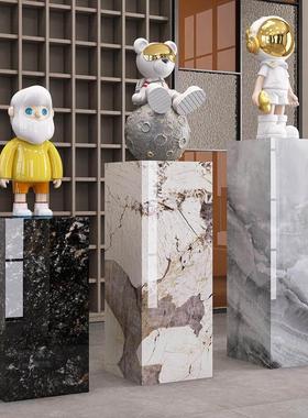 落地装饰摆饰底座丨客厅玄关大理石岩板展示增高台石头墩子花架