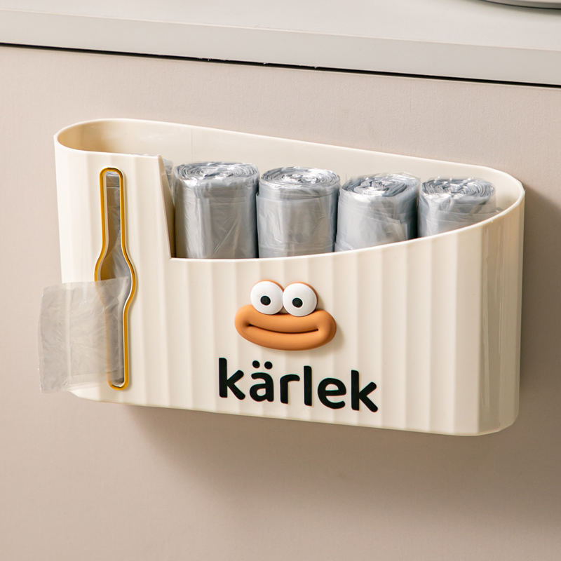 壁挂垃圾袋收纳盒家居抽取式厨房柜门装放L垃圾袋神器卫生间免打