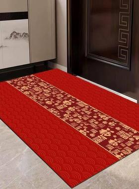 硅藻泥中式地垫门厅地垫耐脏红色门垫玄关地垫可裁剪防滑耐用喜庆