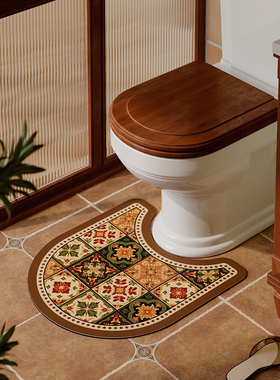 糖仙棕美式硅藻泥软垫卫生间防滑垫防摔地垫洗澡V专用浴室脚垫子