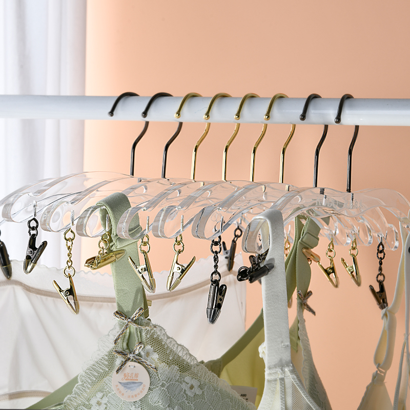 亚克力内衣架服装店文胸衣挂胸罩透明水晶内裤夹内衣店专用夹子