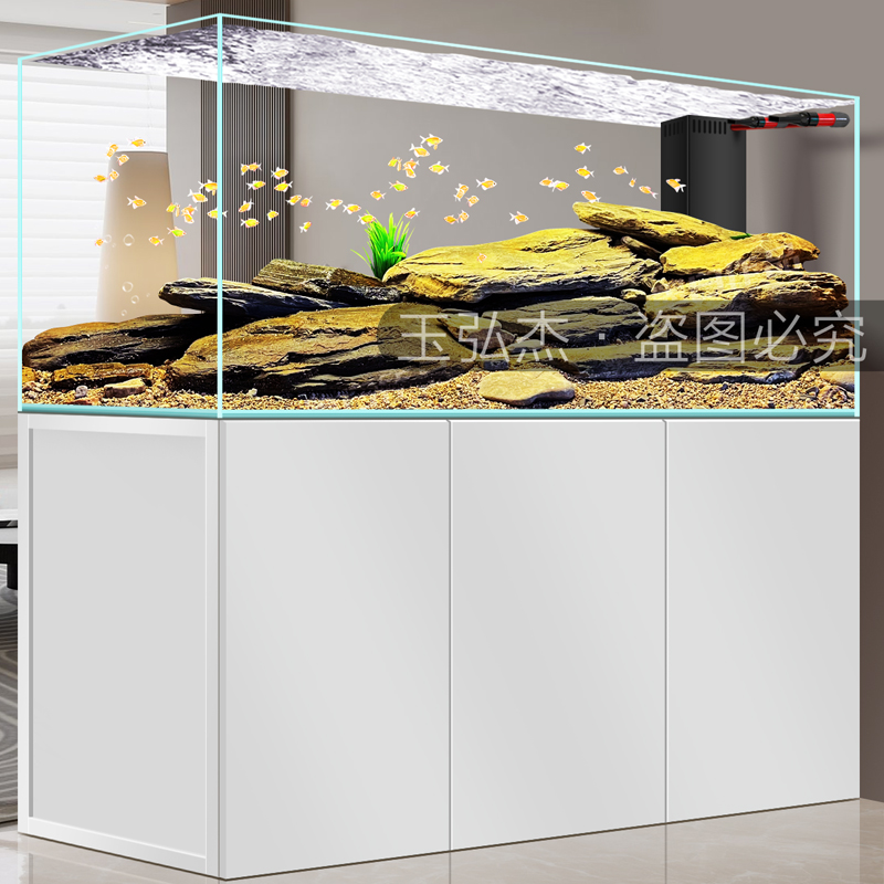溪流缸鱼缸客厅底滤免换水生态造景水草缸中小型水族箱超白玻璃