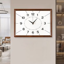 实木2024新款简约现代家用钟表客厅静音挂钟大气长方形时尚挂墙表