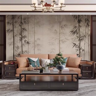 宋氏美学壁纸水墨竹子定制壁画客厅电视背景墙布卧室饭店包厢壁布