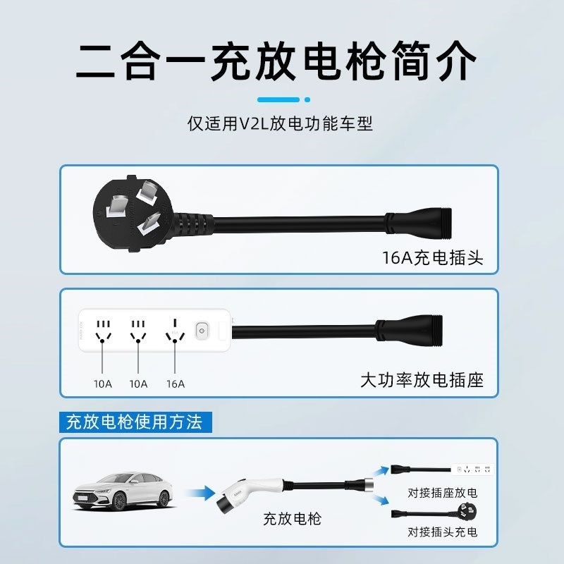 新能源汽车充电枪放电枪便携随车充智充放一体枪零跑C01C10C11C16