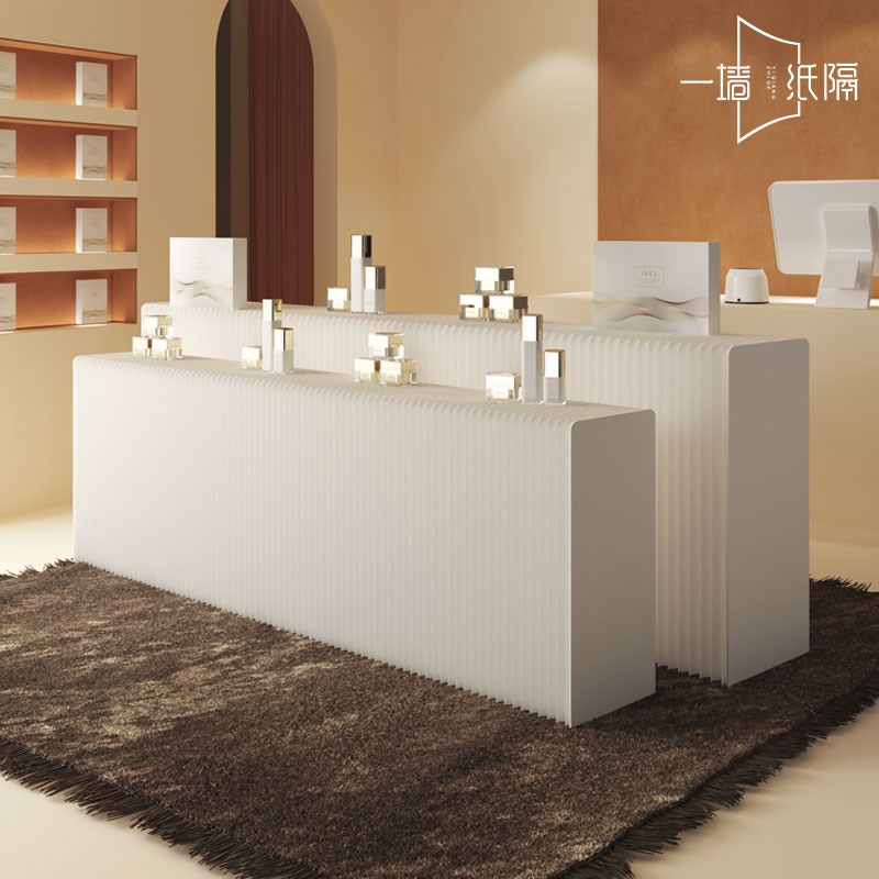 陈列商品展示柜纸质展台展示橱窗台展会长条岛服装店中展示架折叠