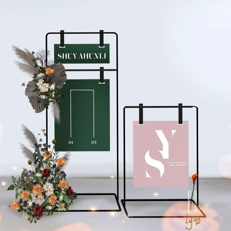 婚庆道具铁艺方形架子指示牌铁架迎宾区花架摆件舞台背景装饰布置