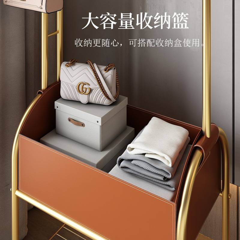 欧美轻奢仙人掌皮革挂衣架落地式组合衣帽架卧室多功能挂包置物架