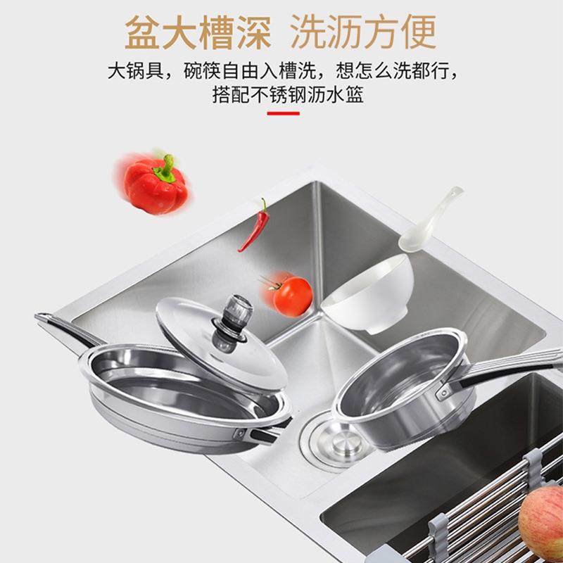 304不锈水菜槽双槽组合厚洗池厨房钢用具套装手工盆加水手工水槽
