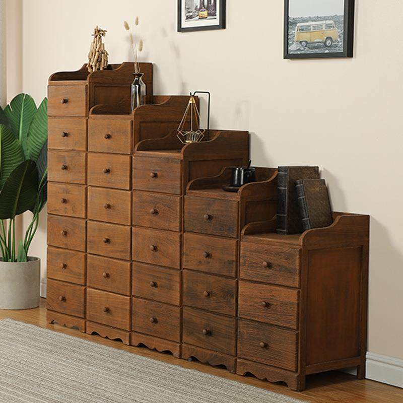 卧室c夹缝纳柜复古缝迷隙边角收柜实木你多功能3301B0m做旧九斗柜