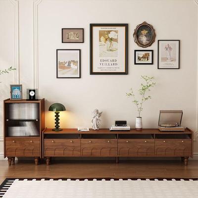 美式复古电柜全实木烤漆视客厅纳柜QJD体落地中古风电视柜落一地