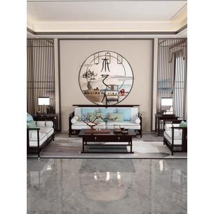 A0L新中式 桃沙发1实木客厅组合白蜡木黑胡BKSV888木别墅轻奢全家