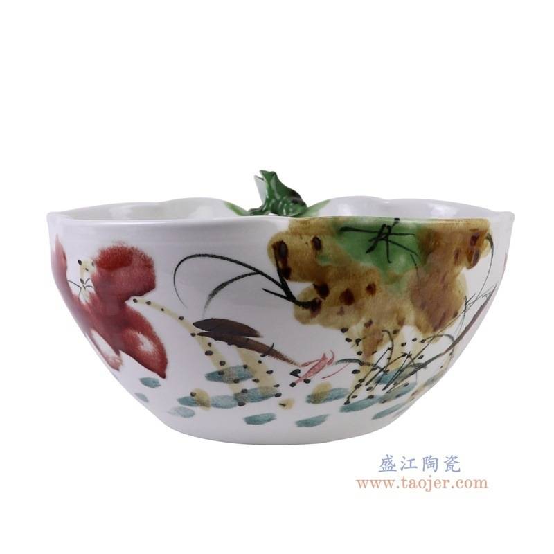 景德镇陶瓷水浅手绘窑变异形荷花鱼缸创意养睡莲缸桌面装饰品摆件
