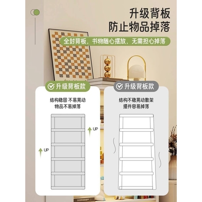?家用钢制书架落地置物架多层夹缝儿童书柜简易收纳矮柜客厅铁批
