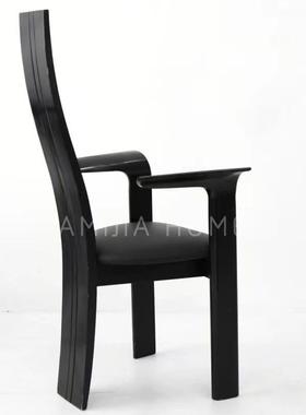 中V古i计ntage特厚椅子家具设师单人黑色阳台餐复TQY古扶手椅网椅