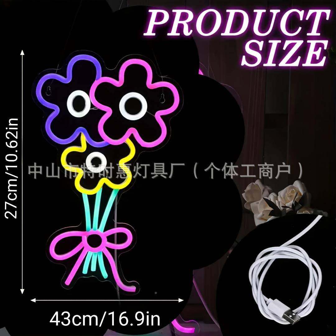 跨境爆款个性LED霓虹non灯发光背图案氛围装饰板景亚马oBJG逊tike