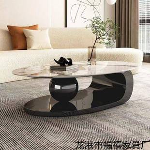 轻奢小户型岩板椭形家茶几租圆房用茶几用客厅B0008爆款 桌子出网