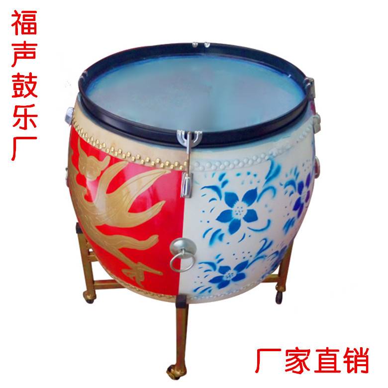厂家直销16寸18寸木质水鼓 战鼓 两三用鼓 青花瓷鼓 半边鼓