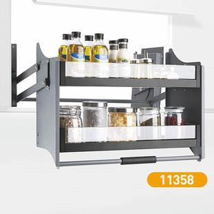 厨橱双层MIT柜拉篮吊柜升降拉篮下拉式 碗碟置物架房阻尼拉篮跨境