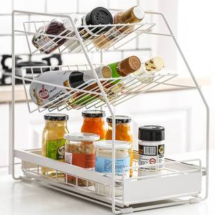 厨房下水槽置物架落地式铁艺分隔调料清洁洗调剂多层整理储物架子