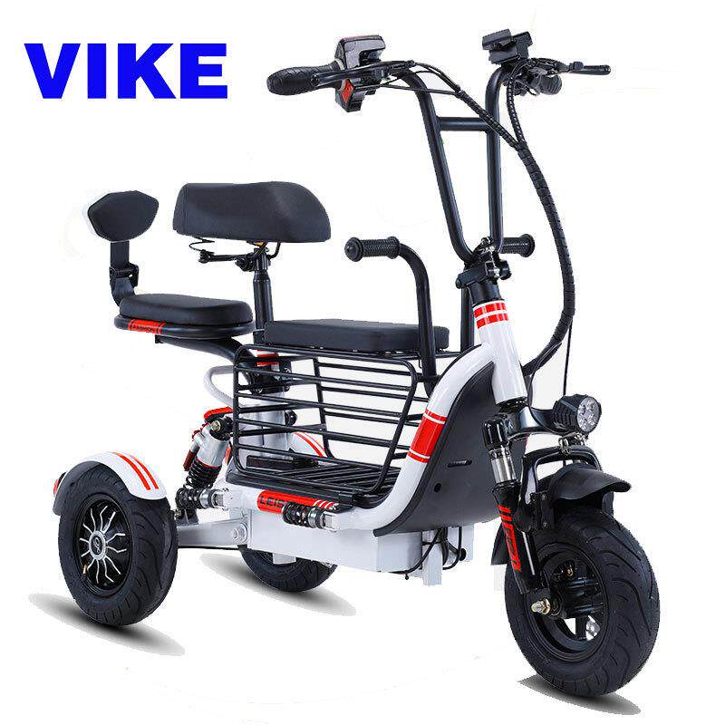 跨境ALD-SL01亲子型电动三轮迷你接孩子车小代步车叠双人三折人座