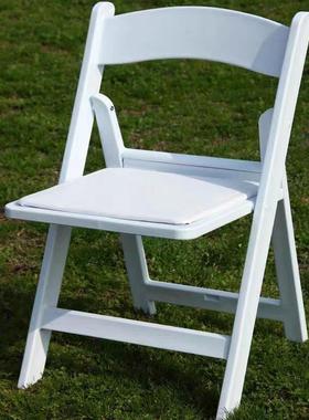 婚礼工厂塑婚庆折叠料白色折椅叠椅顿温布椅婚酒店宴会软包子大庆