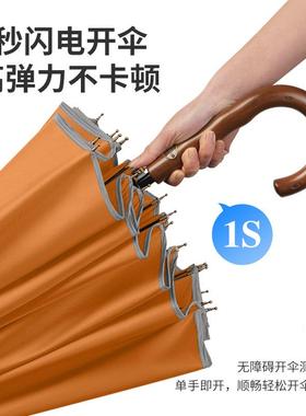 2式4骨一片纯色商大务长24骨木柄柄直杆伞男加加固广告G伞印LOO厂