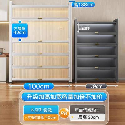 白色多层置物架带柜门厨房功多烤橱柜微波炉箱咨询客服电器能置物