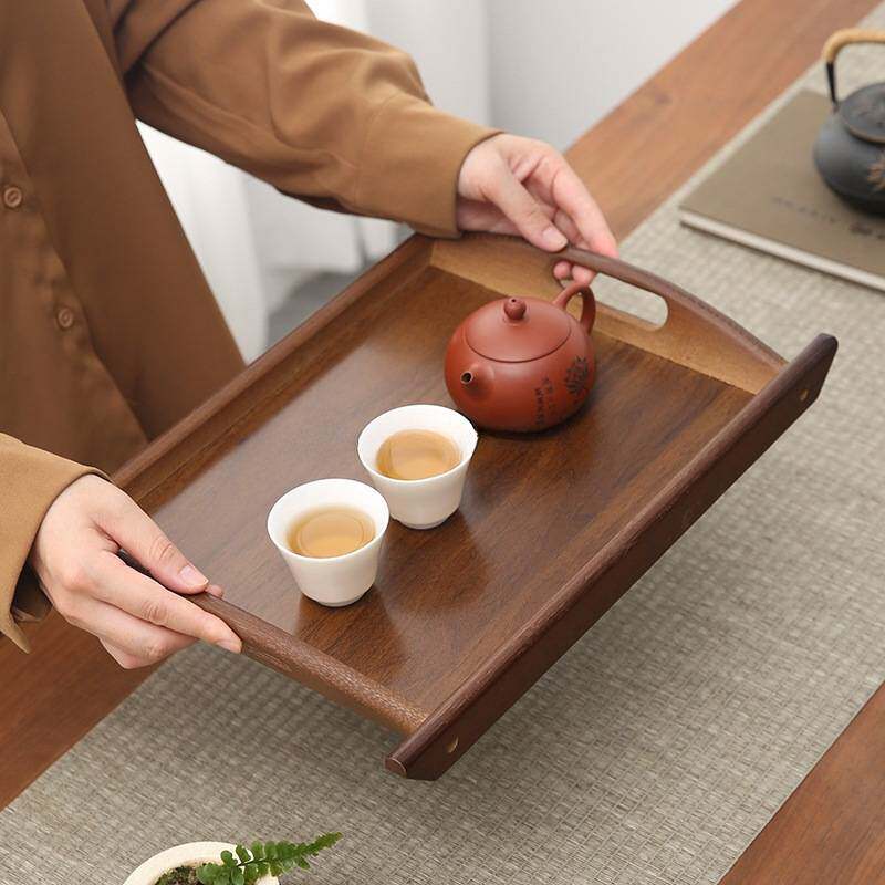 竹木质家用长方形托盘商用大小双耳餐盘菜盘酒店烧烤油纸垫纸托盘