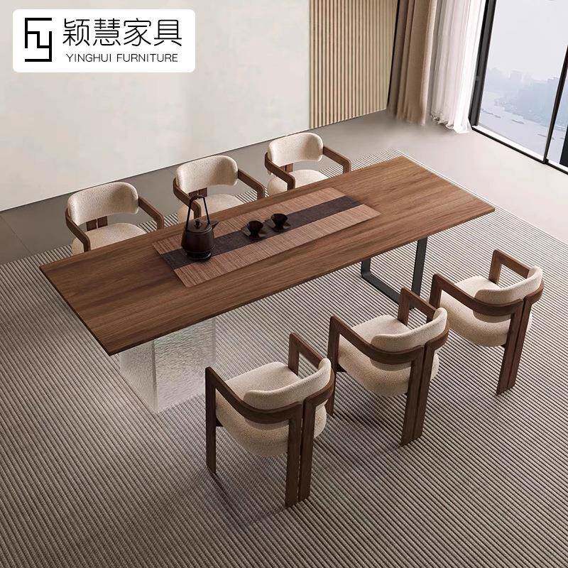 亚克力茶桌实悬小浮茶桌家EPO用型泡茶台木茶桌椅道组合办公茶几