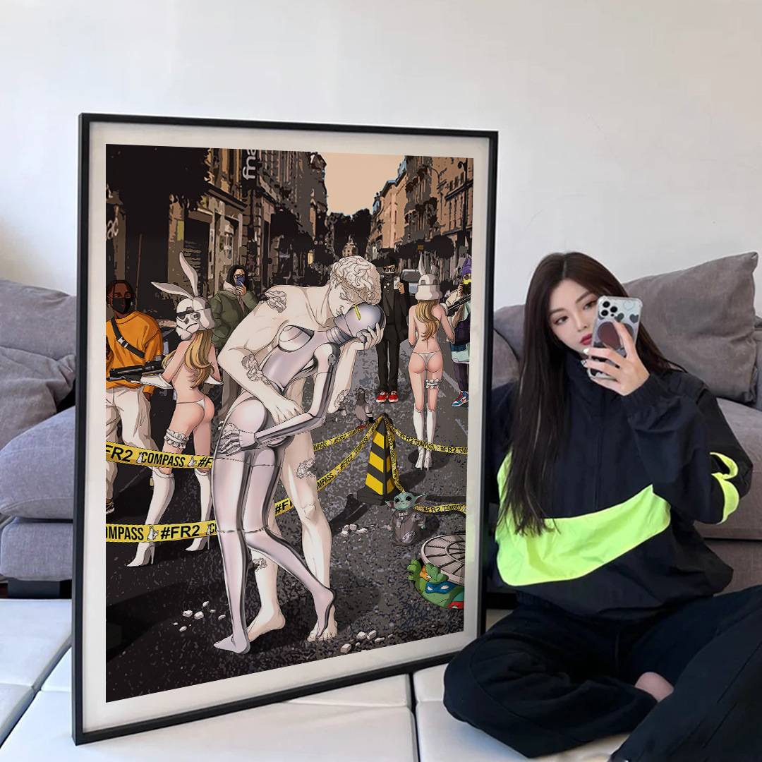 潮流版画艺术画《胜利之吻》样板房客厅现代创意装饰画工作室挂画