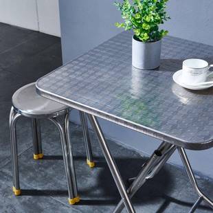 L全I不锈F76HMH7T桌钢老式 可折叠圆桌小方桌吃饭桌餐家户外正用方