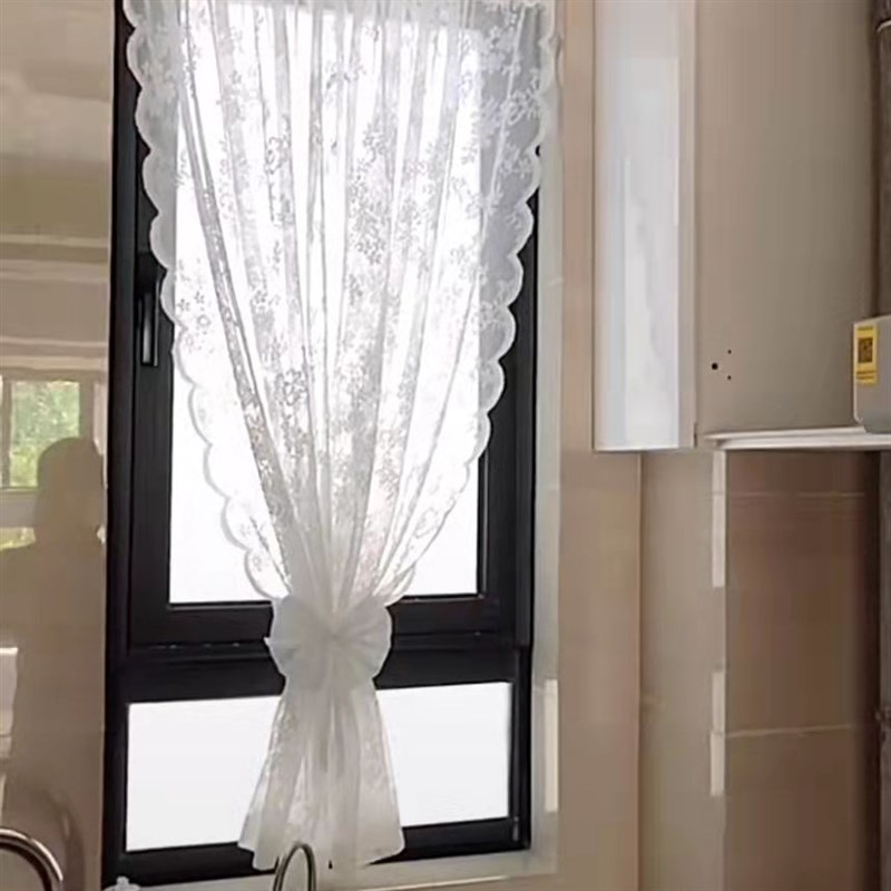 思幔小窗户窗帘白色蕾丝法式短帘卫生间厨房卧室门帘飘窗窗纱定制